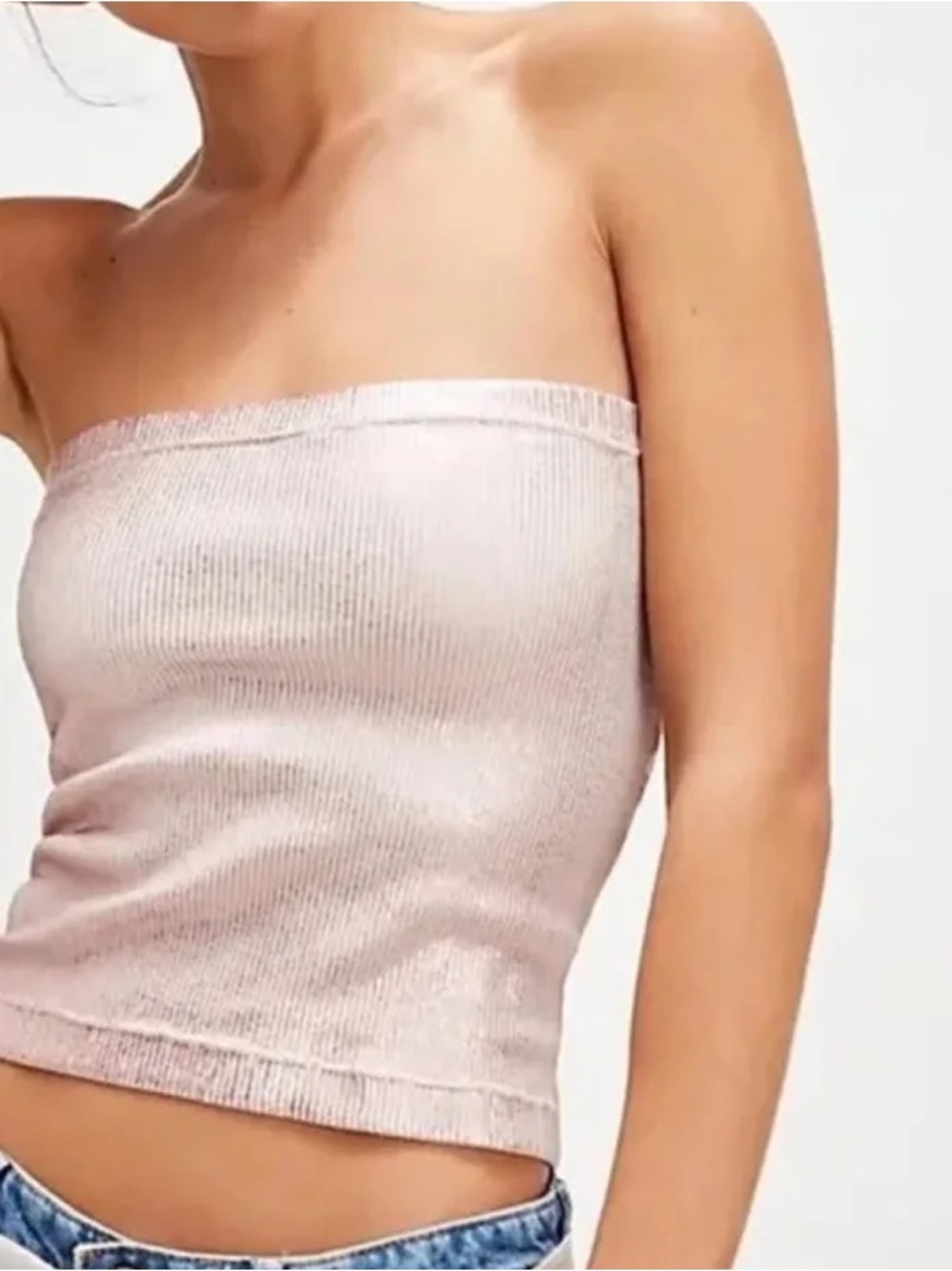 *NWT* Intimately Free People Women’s Pink Foil Carrie Tube Top, Size Medium - Picture 2 of 9